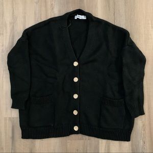 Zara Oversized Black Knit Cardigan Sweater Size Small